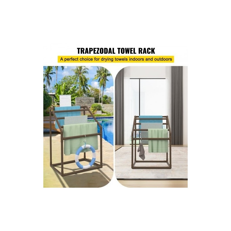 Pyyheteline PVC-rakenteinen viisi tankoa trapetsimuotoinen vapaasti seisova ulkokäyttöön mukana kahdeksan pyyhepidikettä