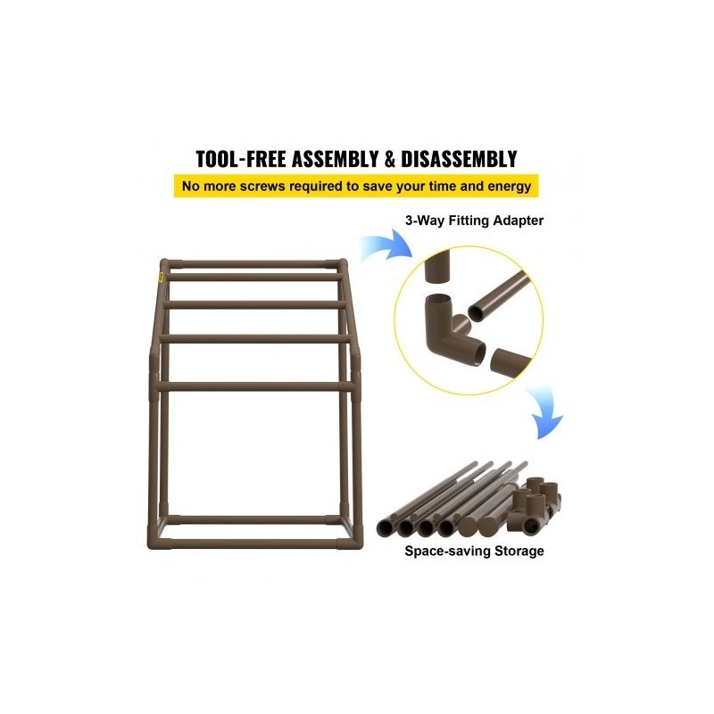 Pyyheteline PVC-rakenteinen viisi tankoa trapetsimuotoinen vapaasti seisova ulkokäyttöön mukana kahdeksan pyyhepidikettä