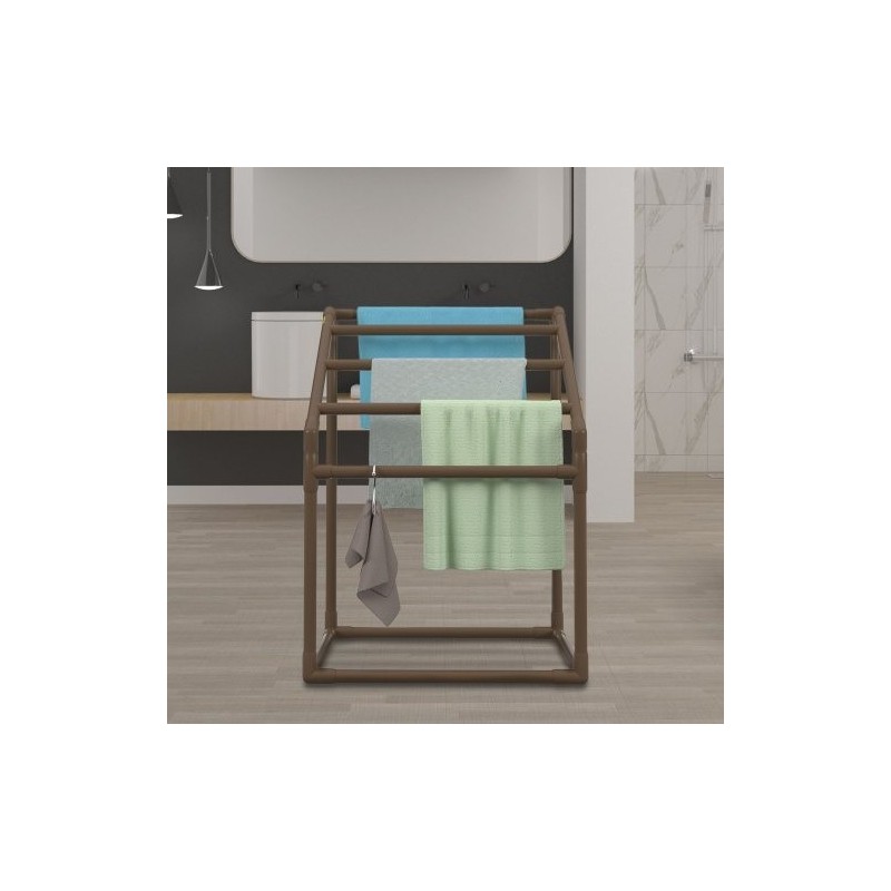 Pyyheteline PVC-rakenteinen viisi tankoa trapetsimuotoinen vapaasti seisova ulkokäyttöön mukana kahdeksan pyyhepidikettä