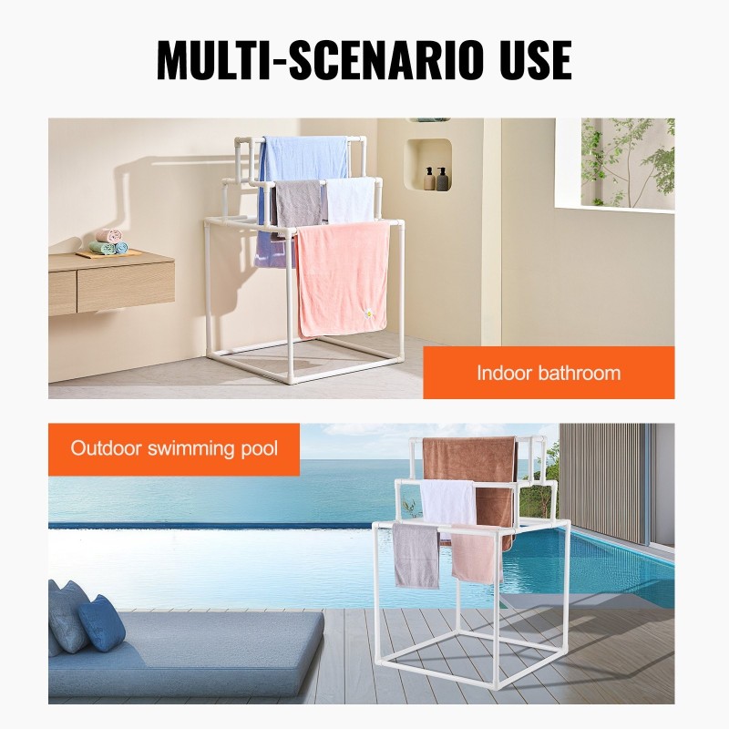 Pyyheteline muovinen kahdeksan poikkipuuta vapaasti seisova valkoinen ulkokäyttöön ja sisäkäyttöön