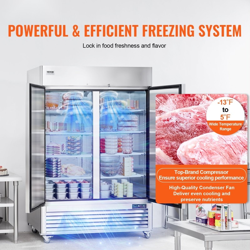 Pystypakastin ruostumatonta terästä 1100 L 2 ovea 6 säädettävää hyllyä ammattikäyttöön