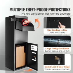 Ulkopakettilaatikko 0,8 mm sinkitty teräs 35,5x29,5x105,5 cm koodilukolla IPX3