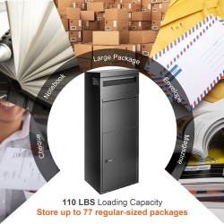 Ulkopakettilaatikko 0,8 mm sinkitty teräs 35,5x29,5x105,5 cm koodilukolla IPX3