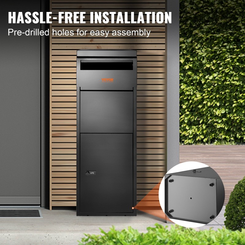 Ulkopakettilaatikko 0,8 mm sinkitty teräs 35,5x29,5x105,5 cm koodilukolla IPX3