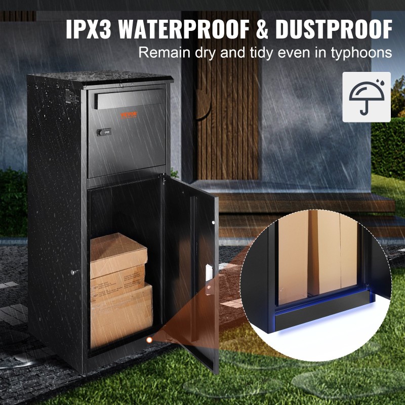 Pakettien toimituslaatikko sinkitty teräs 41,1 x 40,1 x 111,8 cm numerolukolla