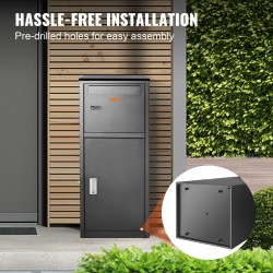 Pakettien toimituslaatikko sinkitty teräs 41,1 x 40,1 x 111,8 cm numerolukolla