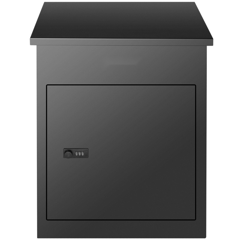 Pakettilaatikko ulkokäyttöön tilava sinkitystä teräksestä koodilukolla musta