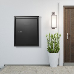 Lukittava ulkopostilaatikko 0,8 mm sinkitty teräs koko 39×27×52 cm musta