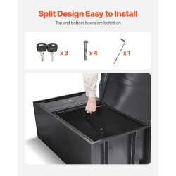 Lukittava pakettilaatikko galvanoidusta teräksestä säänkestävä varkaudenestoinen musta