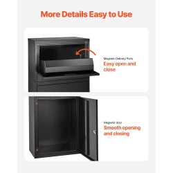 Lukittava pakettilaatikko galvanoidusta teräksestä säänkestävä varkaudenestoinen musta