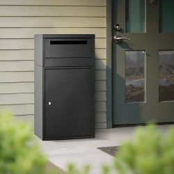 Lukittava pakettilaatikko galvanoidusta teräksestä säänkestävä varkaudenestoinen musta