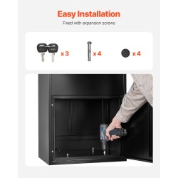 Pakettipostilaatikko galvanoidusta teräksestä ulkokäyttöön säänkestävä musta numeroyhdistelmälukolla suuri kapasiteetti