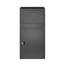 Pakettilaatikko galvanoidusta teräksestä 980 mm korkea lukittava musta ulkokäyttöön