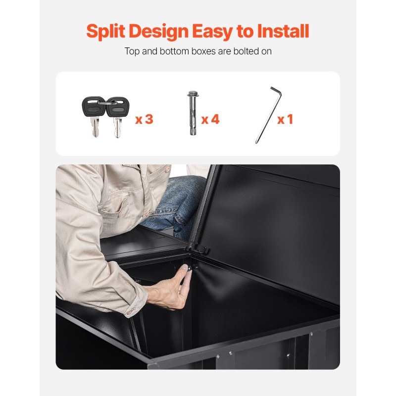 Pakettilaatikko galvanoidusta teräksestä 980 mm korkea lukittava musta ulkokäyttöön