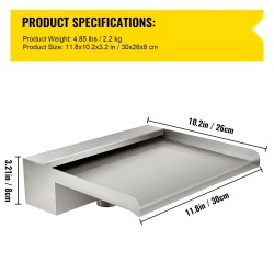 Ruostumaton teräs vesiputouslapio koko 30×26×8 cm liittimineen koi-kalalammelle