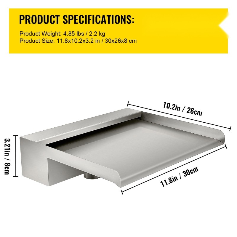 Ruostumaton teräs vesiputouslapio koko 30×26×8 cm liittimineen koi-kalalammelle