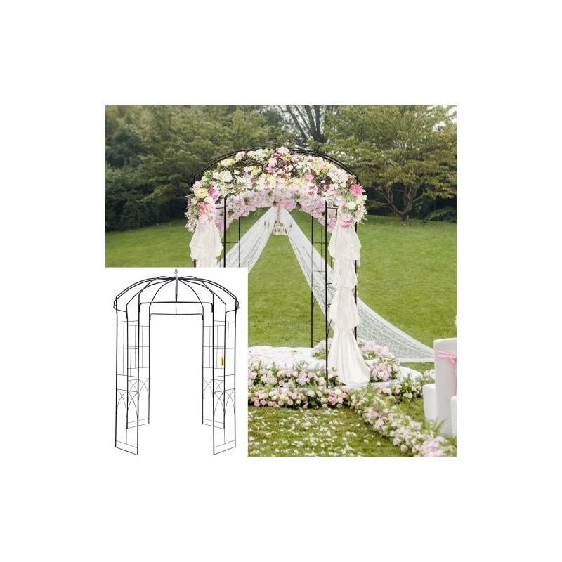 Teräksinen lintuhäkin muotoinen huvimaja korkeus 2,4 metriä leveys 2 metriä