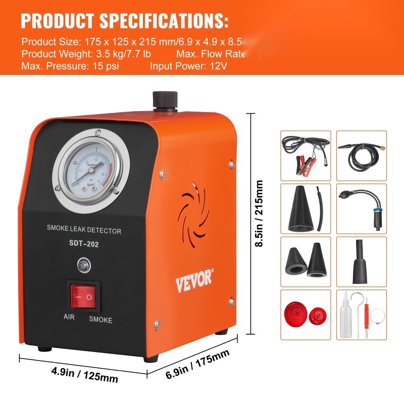 Savuvuototesteri Q235-teräs DC12V 15 psi 15 L/min EVAP- ja imusarjalle