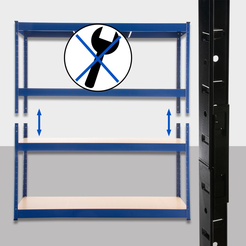 Raskas metallihylly 160x180x60 cm säädettävä 350 kg/hylly