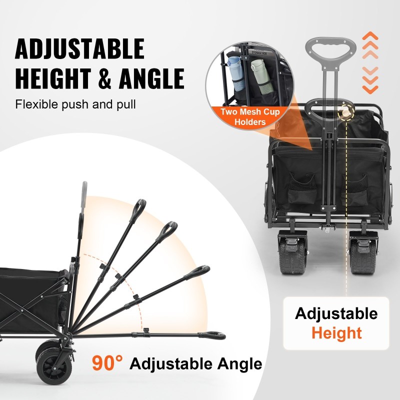 Taittuva rautarunkoinen kärry kestävä 600D kangas 350 paunaa kaikkiin maastoihin