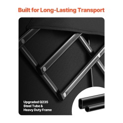 Taitettava kärry teräsrunko 300L tilavuus 204 kg kantavuus jatkettu perälauta maastopyörillä