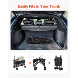 Kokoontaitettava kaksitasoinen kärry teräsrunko Oxford-kangas 400 l 204 kg