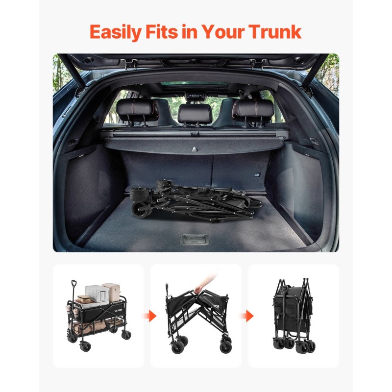 Kokoontaitettava kaksitasoinen kärry teräsrunko Oxford-kangas 400 l 204 kg