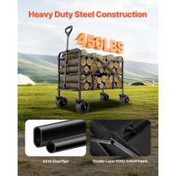 Kokoontaitettava kaksitasoinen kärry teräsrunko Oxford-kangas 400 l 204 kg