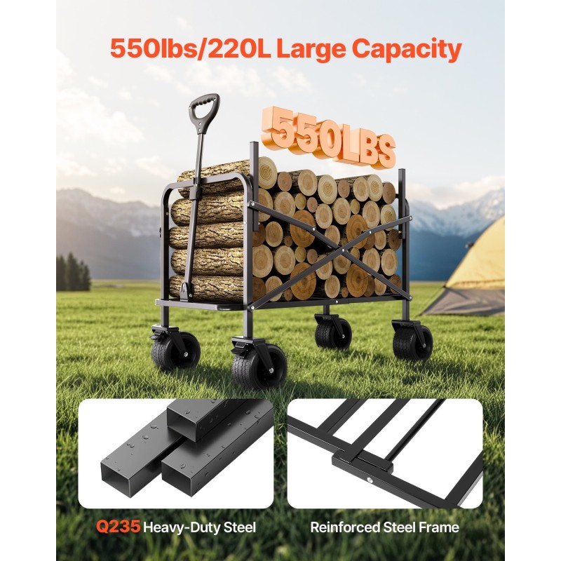 Taitettava kuljetusvaunu tilavuus 220 l 249 kg kantavuus muuntuu penkiksi khaki