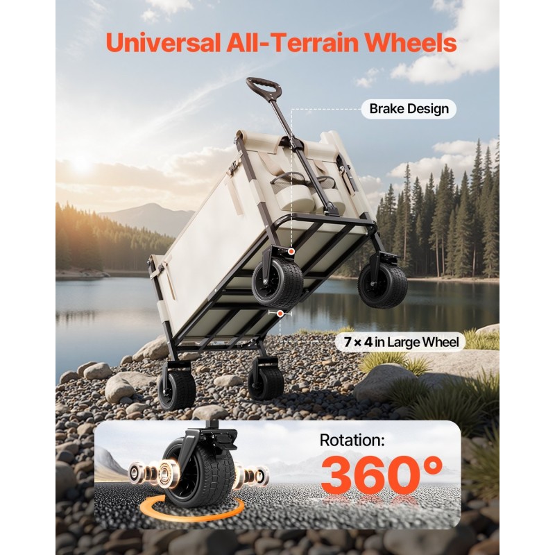 Taitettava kuljetusvaunu tilavuus 220 l 249 kg kantavuus muuntuu penkiksi khaki