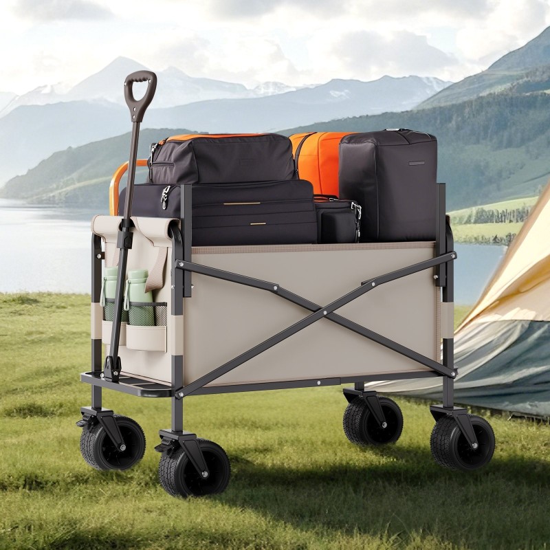 Taitettava kuljetusvaunu tilavuus 220 l 249 kg kantavuus muuntuu penkiksi khaki