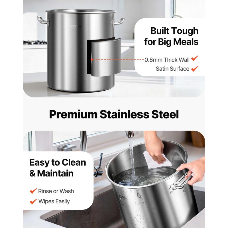 Ruostumattomasta teräksestä valmistettu kattila 39,7 litraa yksikerrospohjalla kori kannella ja kahvoilla