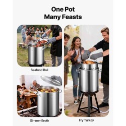 Ruostumattomasta teräksestä valmistettu kattila 39,7 litraa yksikerrospohjalla kori kannella ja kahvoilla