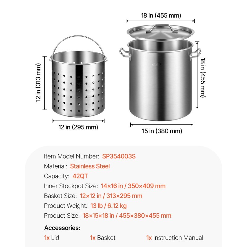 Ruostumattomasta teräksestä valmistettu kattila 39,7 litraa yksikerrospohjalla kori kannella ja kahvoilla
