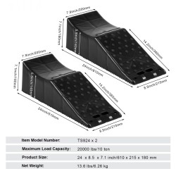 Tandem-pyöräramppi PP-muovi 10 t kuormankesto 140 mm nostokorkeus 2 kpl