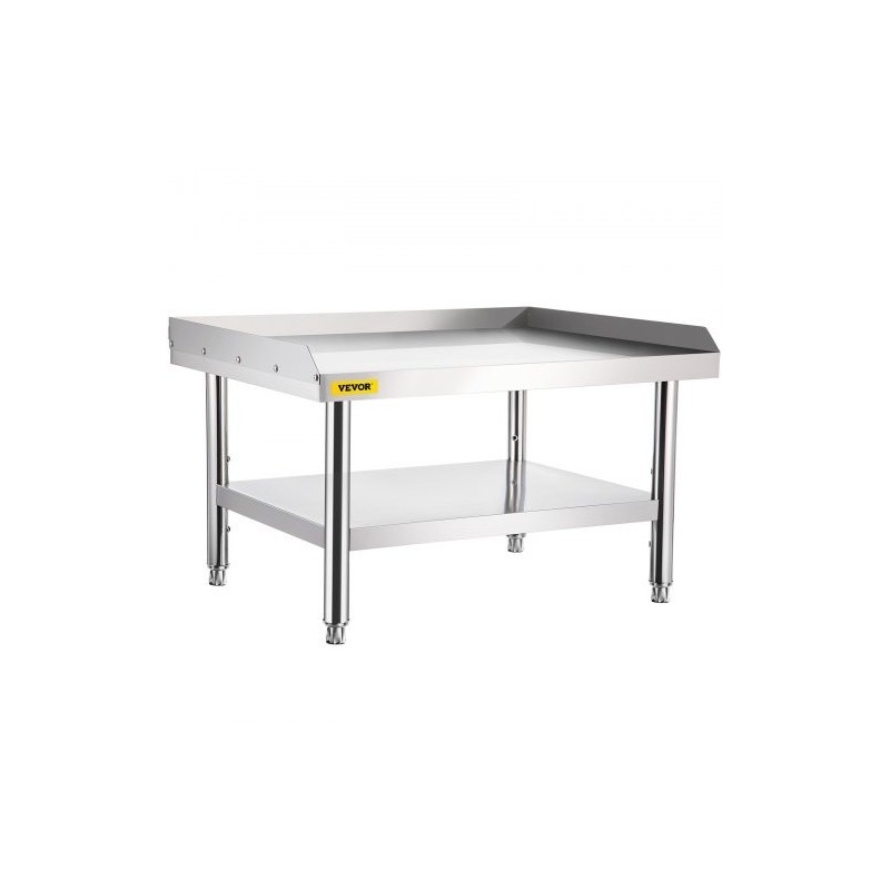 Kaksitasoinen ruostumaton teräs työpöytä ja laitealusta 152x76x61 cm säädettävällä alahyllyllä