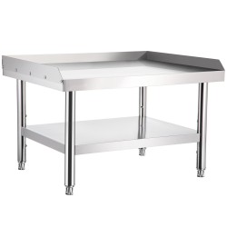 Ruostumaton teräspöytä 122×76×61 cm kaksitasoinen säädettävällä alahyllyllä ammattikeittiöön