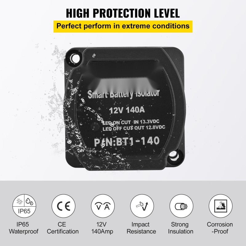 12 voltin 140 ampeerin automaattinen kaksoisakkuerotin relepaketti viiden metrin kaapeleilla
