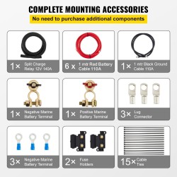 Jakorelepakkaus 12V 140A automaattinen kahdelle akulle 6 metrin kaapelit IP65