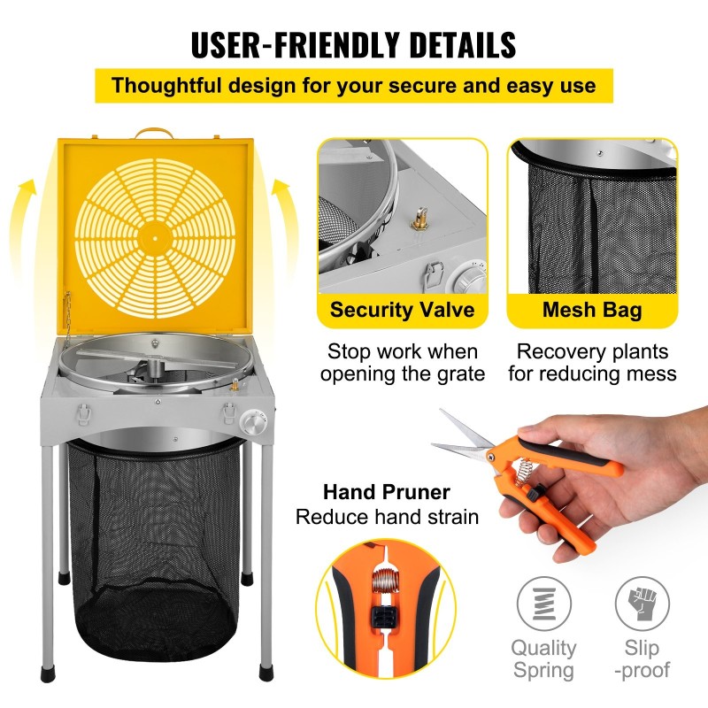 Sähköinen pöytälehtitrimmeri 304 ruostumatonta terästä 18-tuumainen kolmivaihteinen 6 varaterää