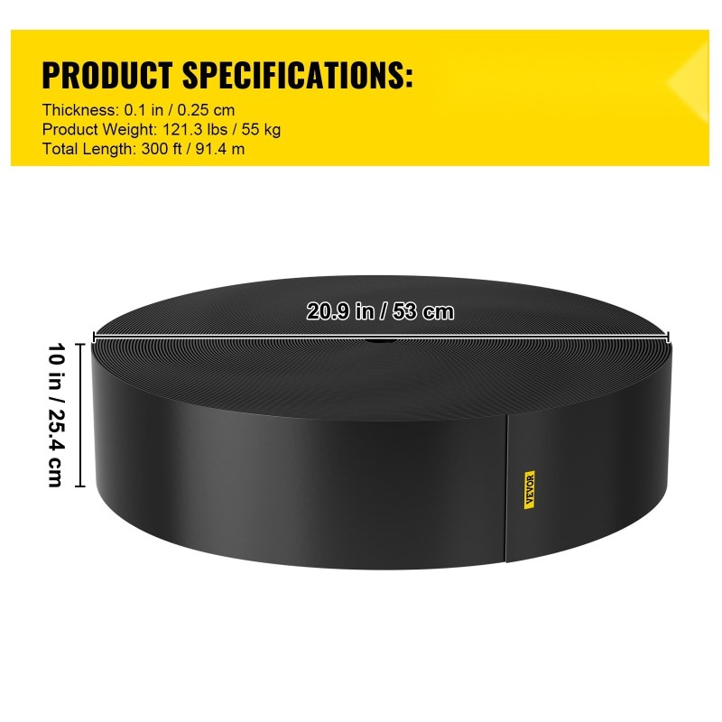 Puutarhan reunusnauha 91,4 m 25,4 cm kierrätetystä HDPE-muovista taipuisa leikattava