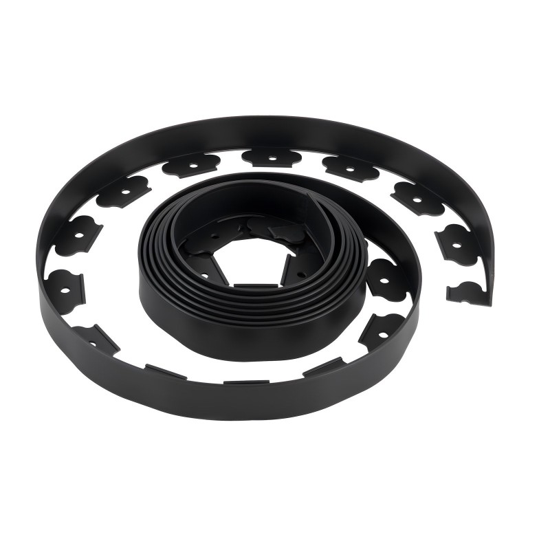 Muovinen reunalista PE-muovi 600 cm pitkä 5 cm korkea 120 maapiikkiä musta