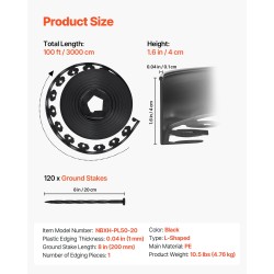 Muovireunalista PE-muovi 3000 x 4 cm 120 maapiikkiä puutarhaan