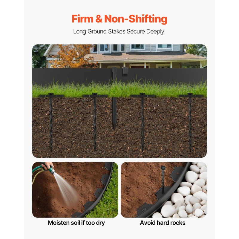 Muovinen puutarhareunus rulla 1000 x 10 cm 30 kiinnikettä 2 maakiilaa