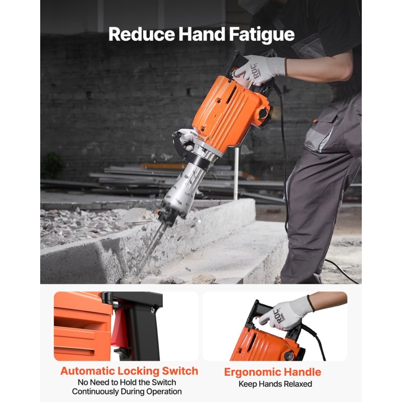 Sähköinen purkuvasara 2200 W raskas metallirunko kuusikulmainen istukka 4 talttaa