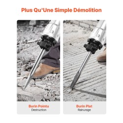 Sähköinen piikkausvasara 3500W 60J 360 asteen kääntyvä etukahva 2 talttaa ja käsineet