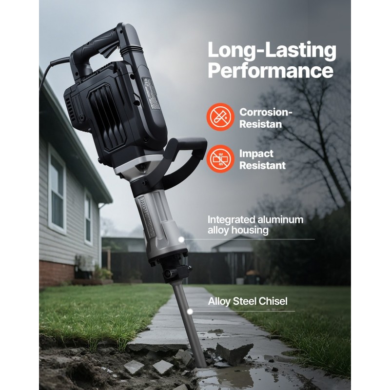 Sähköinen piikkausvasara 3000 wattia 60 joulea 1700 iskua minuutissa alumiiniseosrunko