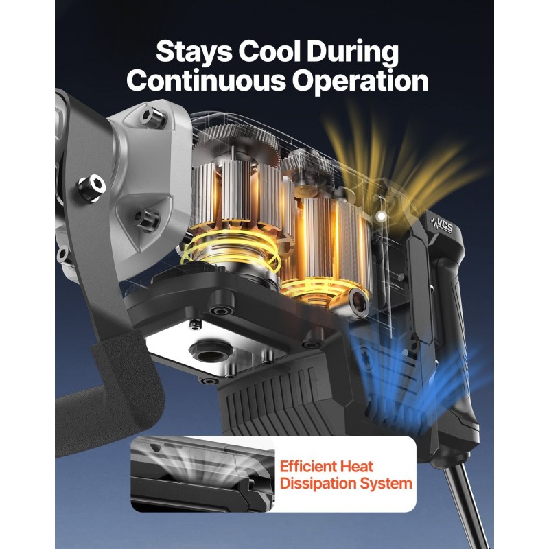 Sähköinen piikkausvasara 3000 wattia 60 joulea 1700 iskua minuutissa alumiiniseosrunko