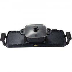 Sähkögrilli ja keittopata valettu alumiini tarttumaton 2 8 l 2400W kaksinkertainen säätö