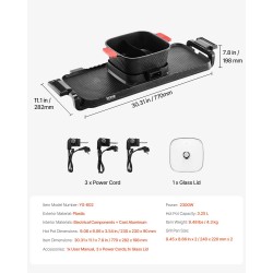 Sähköinen keitin ja grilli 2300 W 3,25 l erillisellä lämpötilansäädöllä